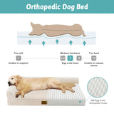COZY KISS Orthopedic Dog Bed for Medium Small Size Dog, Dogs Crate Bed, L Shaped Foam Anti-Slip Bottom Pet Cat Sofa with Washable Removable Cover, Suitable for Pet Up to 40 lbs, 30x20x6.5 inch, Beige