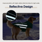 IECOii Dog Winter Coat - Deep Chest Breeds Reflective Dogs Coats Winter, Waterproof & Windproof Hunting Vests, Adjustable Snow Jackets for Large Breeds, Pitbull Outdoor Vest Jacket, Green, Sizes XL