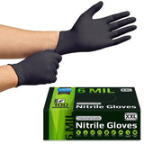 Inspire Black Nitrile Gloves HEAVY DUTY 6 Mil Nitrile Chemical Resistant Medical Cooking Cleaning Disposable Black Gloves (Medium, 100, Count)