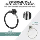 Towel Holder for Bathroom Wall Matte Black Towel Ring Stainless Steel Hand Towel Holder Heavy Duty Towel Hanger for Bath, Kitchen