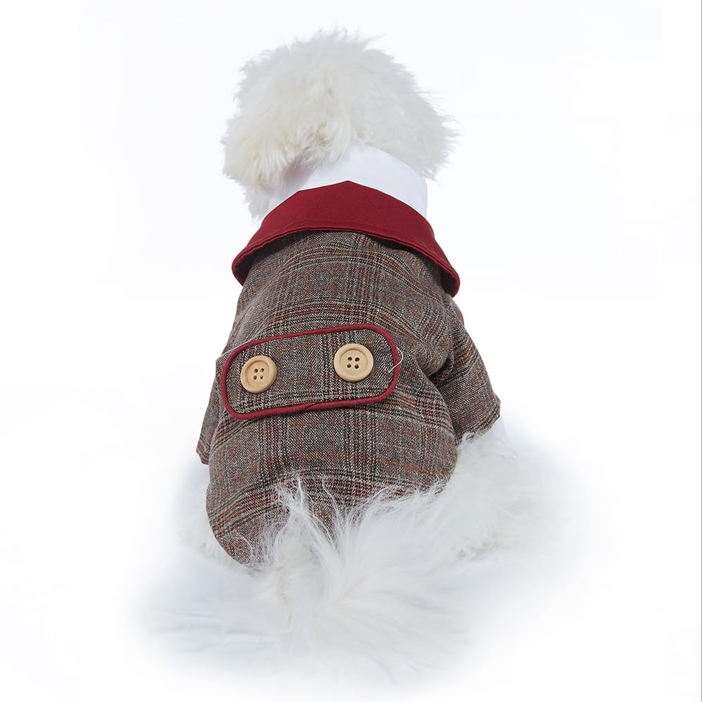 DOTEYAYP Dog Tuxedo Shirt for Small Dog Cat Wedding Party Christmas Costume Puppy Formal Suit Holiday Outfit (X-Large, Coffee)