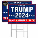 Shmbada 2 Pack Trump 2024 Take America Back Yard Sign with Metal Stake - 20 x 14 Inch Double Sided Outdoor Decorative Trump Signs for Garden Yard Lawn House