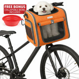 New Dog Bike Basket - Premium Dog Basket for Bike, Secure Pet Basket for Rides with Safety Strap, Dog Carrier Backpack Carrier with Dog Bowl by Luniko Shop (Orange)