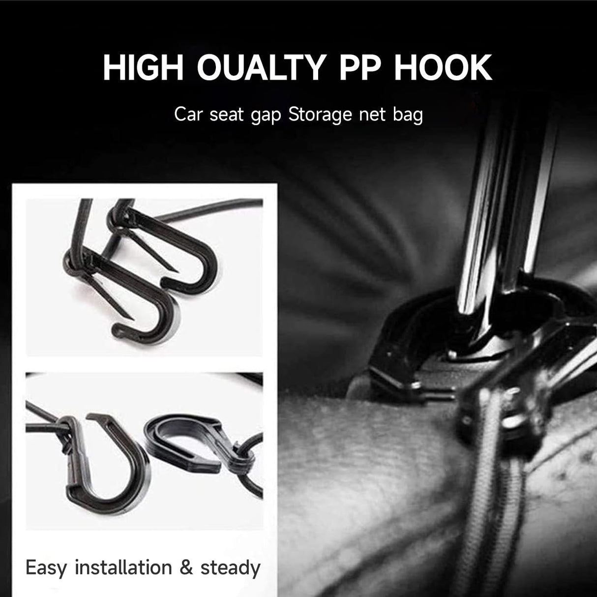 GAOSPD Dog Car Barrier Net with Storage Pockets Universal Adjustable 3-Layer Pet Cars Barrier with 4 Hooks for SUVs & Sedans Keep Pets Safe & Car Organized Cars Mesh Organizerm (M)