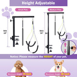 AGESISI Dog Grooming Arm with Clamp, Heavy Duty Pet Grooming Table Arm with Grooming Hammock, Loop Noose & Two No-Sit Haunch Holder, 36" Height Adjustable for Medium & Small Pets, Black