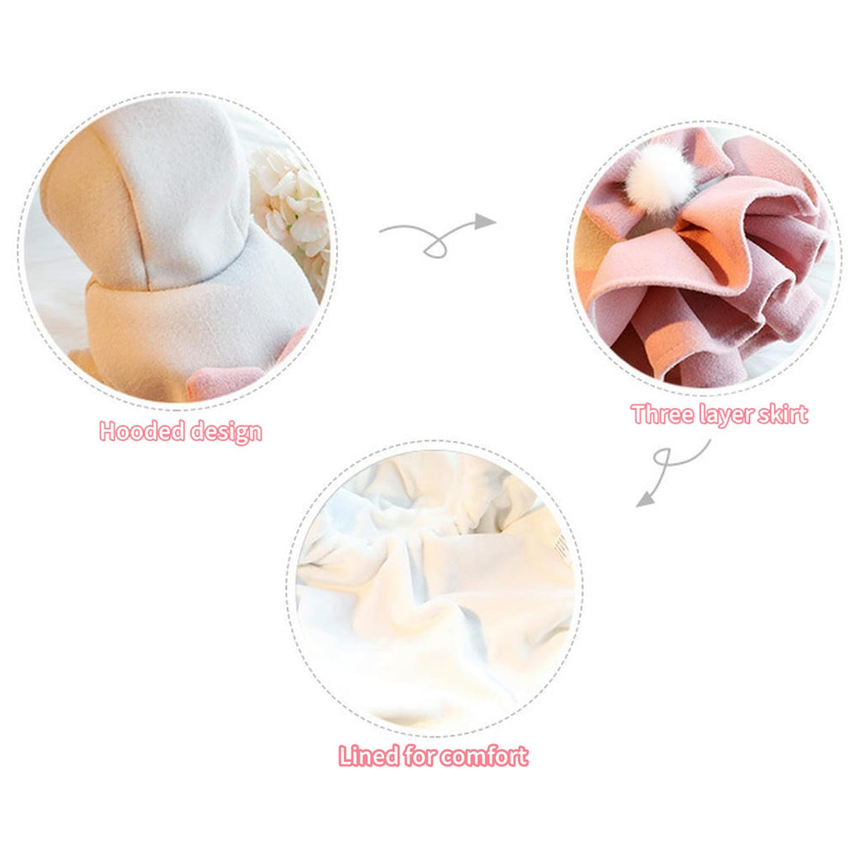 Dog Hoodie Dress Winter Dog Dresses for Small Dogs Girl Cold Weather Warm Fleece Puppy Dresses Dog Tutu Dress with Bow Cute Pet Clothes Outfits for Chihuahua Yorkie Teacup Cat Skirt(Purple,XL)