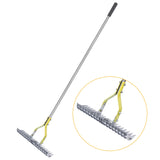 BARAYSTUS Thatch Rake Dethatcher - 15-Inch Wide Lawn Rake for Dead Grass Removal, Stainless Steel Adjustable Handle Garden Rake for Soil Loosening, Aeration & Thatching, 58.5-Inch Length