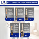 Pro Grade Paint Brushes, 5-Piece Paint Brush Set, Flat & Angle Brushes for Walls, Trim, Cabinets, Interior & Exterior Latex and Oil Paints, Stains