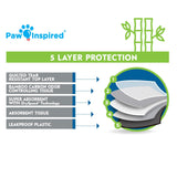 Paw Inspired Disposable Guinea Pig Cage Liners | Bamboo Charcoal Odor Controlling | Super Absorbent Liners Pee Pads for Ferrets, Rabbits, Hamsters, and Small Animals (47" x 26" (Midwest), 8 Count)