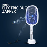 WBM SMART 2 in 1 Electric Bug Zapper, Mosquitoes Trap Lamp & Racket, USB Rechargeable Electric Fly Swatter for Home and Outdoor Powerful Grid 3-Layer Safety Mesh Safe to Touch