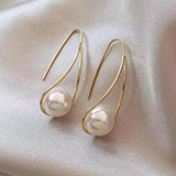 1Pair Twisted Pearl Earrings, Gold Tone, Fashion Jewelry for Women, Elegant Drop Earring for Casual Wear, Stylish Accessories for Everyday Use (Golden)