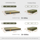 Laifug Foldable Waterproof Dog Bed for Large Dogs - Outdoor Orthopedic Dog Bed with Washable Removable Cover, Pet Mattress with Handles, Army Green, (36 x 27 x 3.5, inches)