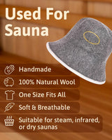 ASKOLD Sauna Hat for Women and Men - Natural Wool Sauna Bucket Cap to Protect Hair, Finnish Felt - Eco-Friendly Banya Hat Sauna Accessories (Gray)