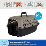 Hard-Sided Pet Travel Carrier (19" L×12.3" W×10.8" H) - Black & Grey, Metal Door, Durable Kennel for Dogs up to 10 lbs, Portable for Trips & Home Use