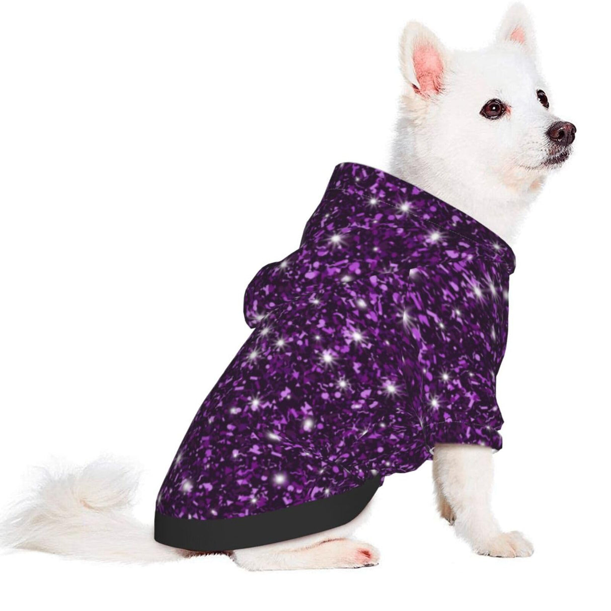 Dog Hoodie Sweater - Soft and Warm Winter Coat with Beautiful Dark Purple Glitter Sparkles Pattern - Cold Weather Clothes for XS-XXL