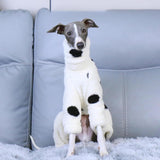 Winter Dog Onesie for Italian Greyhound,Warm Fleece Dog Jumpsuit Pajamas Long Sleeves Pet Pullover Sweater Whippet Outfit for Small Medium Large Dogs Cold Weather Coat (White, M)