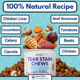 PawVital Tear Stain Chews for Dogs – Natural Tear Stain Remover & Eye Health Supplement with Cranberry, Lutein & Eyebright – Reduces Tear Stains, Supports Vision & Promotes Clear Eyes – 90 Soft Chews