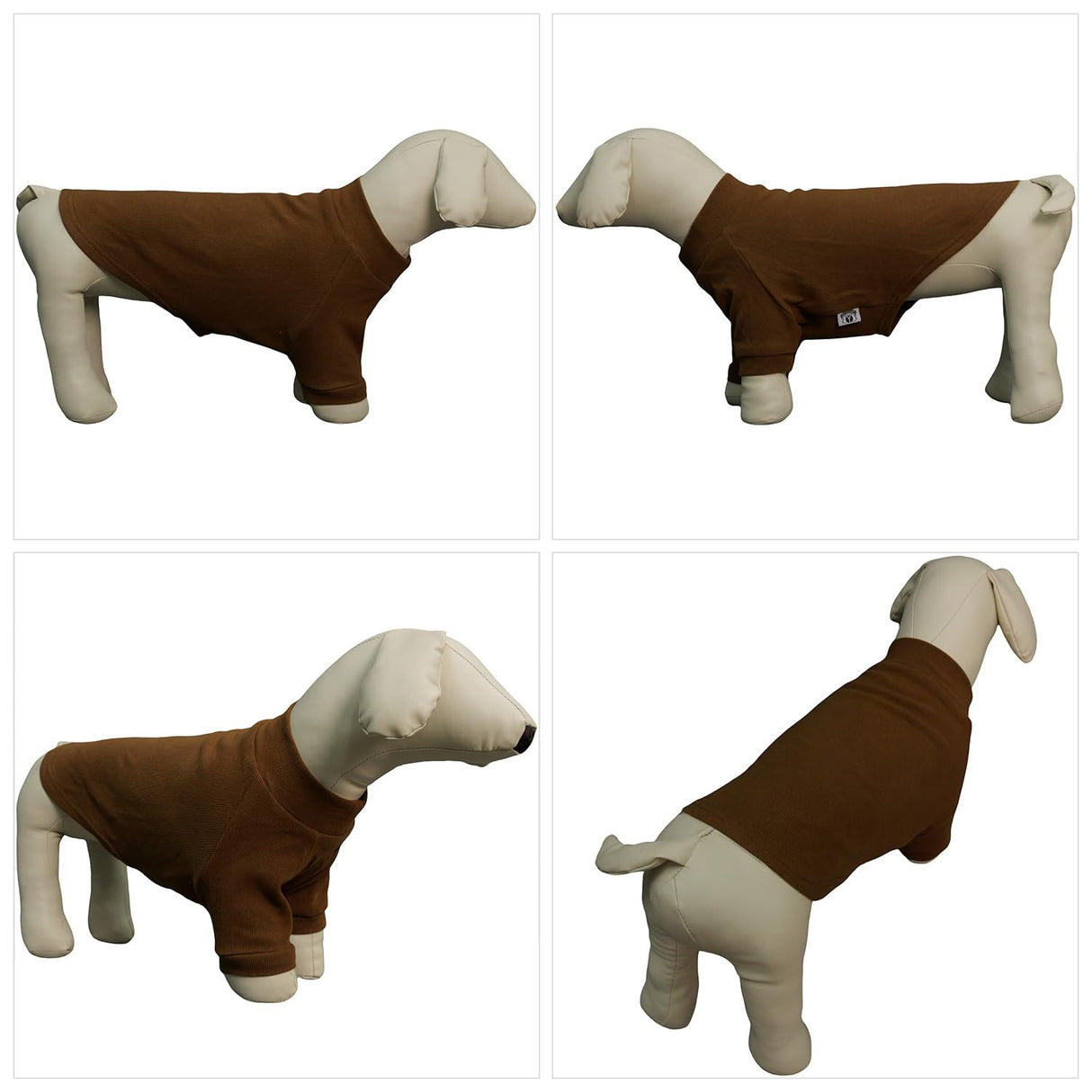 Lovelonglong Ribbed Dog T-Shirt Cotton Knitted Dog Sweaters for All Season Pet T-Shirts for Large Medium Small Dogs Coffee M