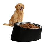 No-Spill Non-Skid for Large Breeds: 15° Tilted Feeder for with Cones or Long Ears - Detachable 2-in-1 Stainless Steel Elevated Dish, Easy Access, Black (Size L)