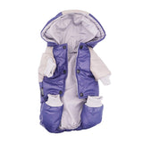 Miaododo Winter Small Medium Dog Coat,Hooded Four-Legged Dog Jacket Cotton-Padded for Puppy Cat Doggie Pets Dog Clothes Apparel Clothing (Navy, L)