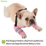 PetWarm Dog Front Leg Sleeve, Adjustable Dog Elbow Sleeves with Reflective Strips, Anti-Licking Soft Recovery Sleeve for Dogs, Waterproof Front Leg Protection for Large Dogs, Pink, XL
