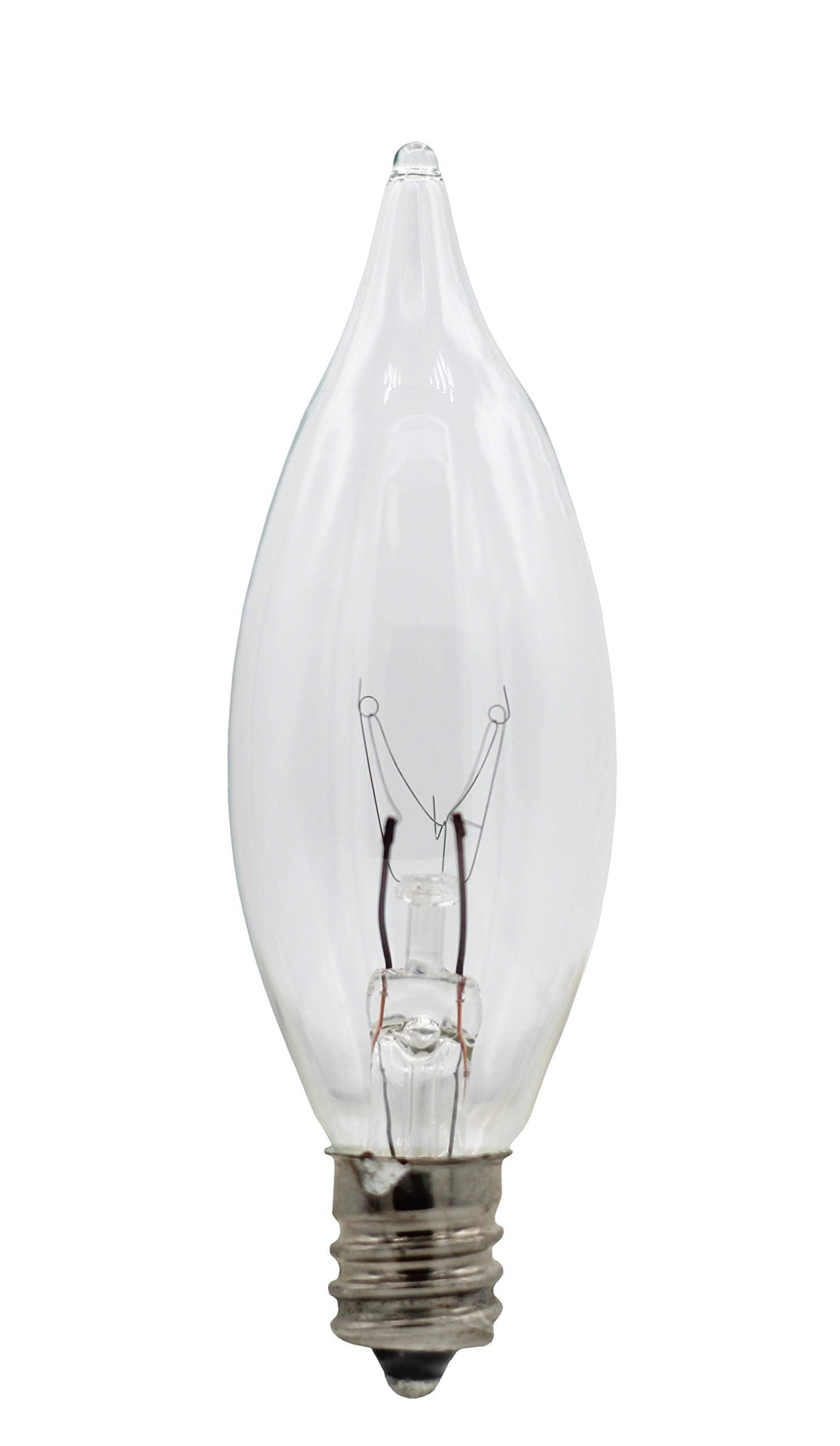 Creative Hobbies® Replacement Light Bulbs for Electric Candle Lamps, Flame Tip Bulbs for Window Candles, Chandeliers - 7 Watt - 120 Volt - E12 Candelabra- Pack of 12
