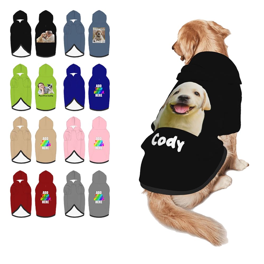 Personalized Pet Sweatshirt, Custom Dog Clothes Hooded with Pocket, Customize Hoodies for Dogs, Puppy, Cat,XXL, Yellow