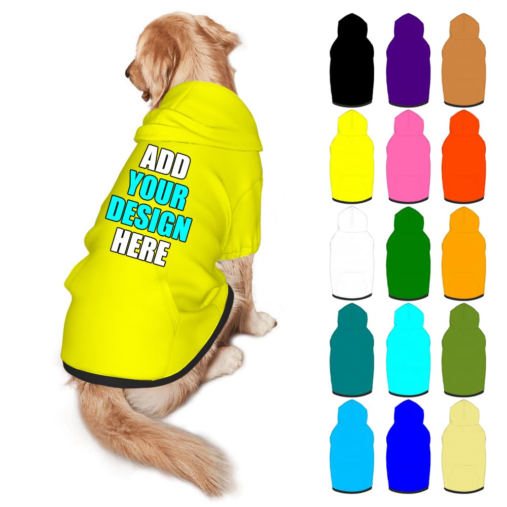 Mynvzrk Custom Dog Clothes with Photo Name Logo Personalized Dog Sweaters for Small Medium Large Dogs Breathable Warm, Yellow, XXL