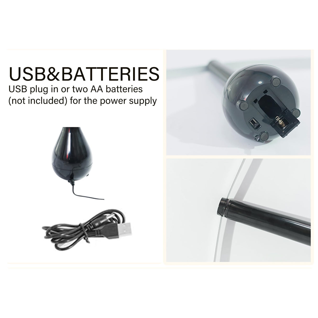 HUT-Fly Fans for Tables,Portable Fan for Outdoor Indoor,Restaurant Patio Fly Fan,Battery USB Fan,Black（4 pack）