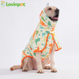 LovinPet 3‑in‑1 Dog Warm Winter Coat & Bathrobe, Hooded Dinosaur Fleece, Lightweight High‑Loft, Absorbent Knit, Quiet Hook‑and‑Loop, Wind‑Blocking Edges, Dog Robes for Medium & Large Dogs, Orange,XL