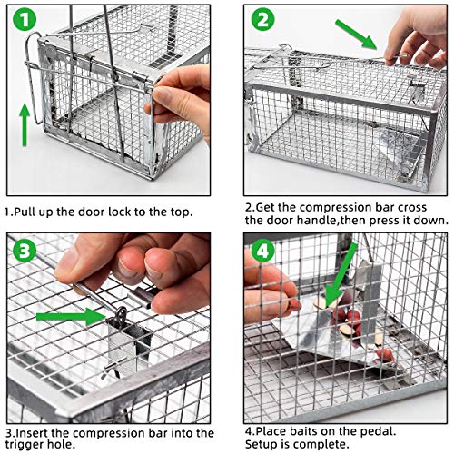 Kensizer 2-Pack Animal Humane Live Cage Trap That Work for Rat Mouse Chipmunk Mice Voles Hamsters and Other Small Rodents, Trampa para Ratones, Catch and Release