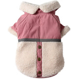 Vecomfy V-Collar Dog Coats for Medium Dogs Sweater Fleece Lining Warm Doggie Jacket for Cold Winter Pink L