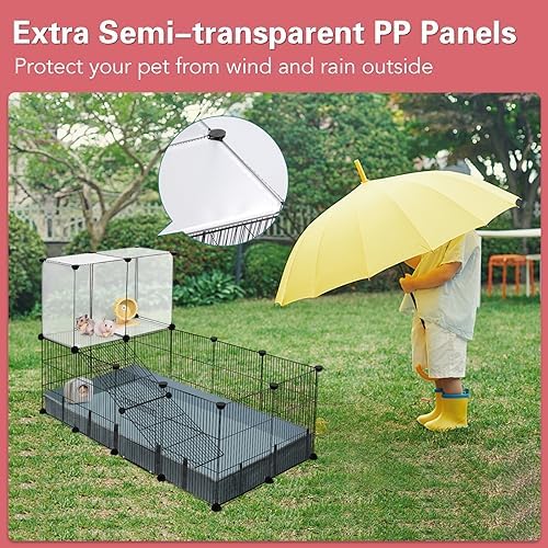 24 Panels Small Animal Playpen,Pet Playpen,C&C Cage for Guinea Pigs,Puppy Play Pen,Bunny Playpen,Indoor Outdoor Portable Metal Wire Yard Fence with Waterproof Mat