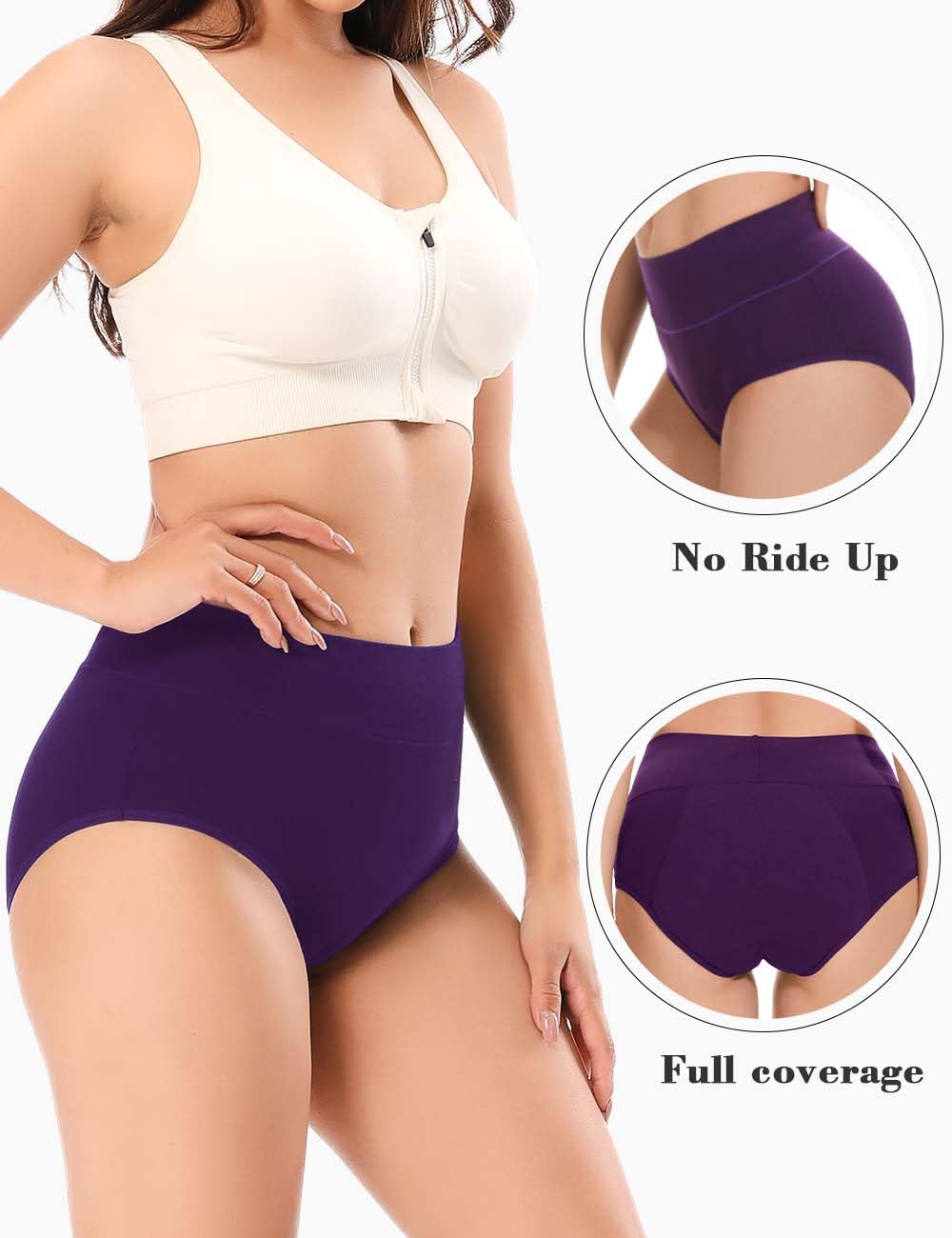Molasus Incontinence Underwear for Women, 4X-Large, High Absorbency, Period Leakproof, Cotton Underwear, Bladder Control Briefs, 3 Pack, Multicolor