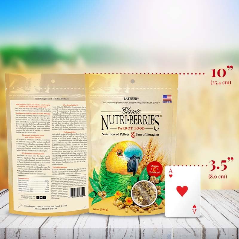LAFEBER'S Classic Nutri-Berries Pet Bird Food, Made with Non-GMO and Human-Grade Ingredients, for Parrots (10 oz Pack of 2)