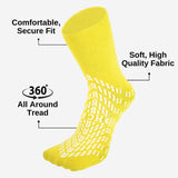HCS XL Hospital Socks with Grips for Women & Men (6 Pairs) - Non Slip Socks for Elderly/Non Skid Socks for Seniors - Fall Risk Patient Slippers (Yellow, X-Large)