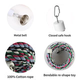 94.4inch Length Colorful Cotton Bendable Rope Perch Swing Bird Chew Toys Amazon Parrots Cage Toys with Bell Swing Climbing Standing Bungee Bird Toys for Regular to Big Size Birds