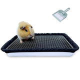 DOZZOPET Guinea Pigs Litter Box with Stainless Steel Grid & 2 Reusable Waterproof Liners, Small Animal Potty Tray for Dwarf Rabbit,Ferret,Chinchilla