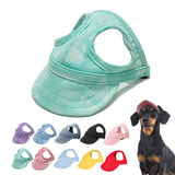 2024 New Outdoor Sun Protection Hood for Dogs, Canvas Hat With Ear Holes and Adjustable Neck Strap (Cloud Green, Medium)