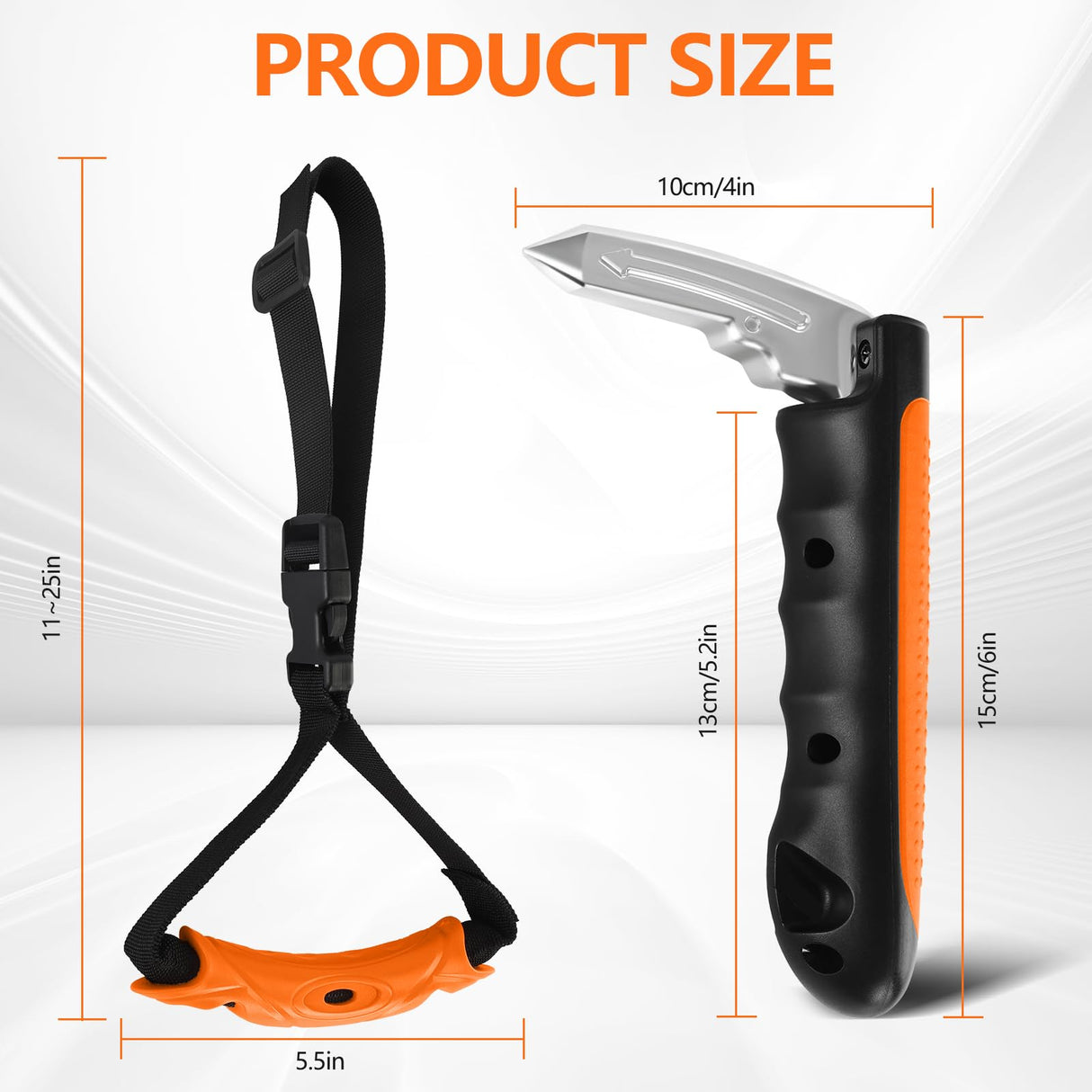 Kaiedos Car Door Handle for Elderly - 4 in 1 Auto Cane Portable Vehicle Support Handle Door Assist Bar, 2 Pack Car Handle Assist，Max Load: 500 Lbs, Anti-Slip Design (Orange)