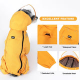 PINA Dog Raincoat with Hood, Lightweight Dog Jacket, Poncho with Reflective Strap and Pocket, Full Wrap Design for Wet Weather