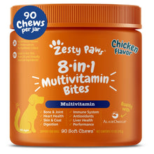 Load image into Gallery viewer, Zesty Paws Dog Multivitamin, Chewable Dog Vitamins and Supplements for Hip &amp; Joints, Skin &amp; Coat, Omega 3 Fish Oil for Dogs- Senior &amp; Puppy Multivitamin- Chicken- 90ct
