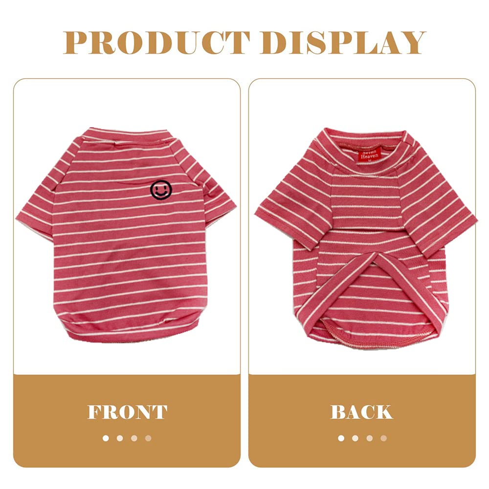 Dog and Owner Matching Clothes,White Striped Dog Shirts Summer T-Shirt Pajamas for Medium Large Dogs with Embroidered Smiley Face(Pink Pet 7XL)