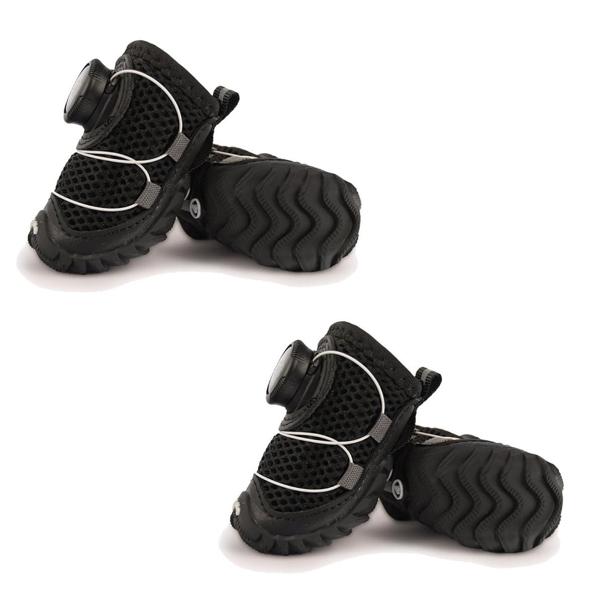 All-Terrain Dog Shoes with Anti-Slip Soles & Dial Adjustment, Dial Adjustment Fuzzy Breathable Water-Resistant Dog Boots (Black,6 (28-52lbs))
