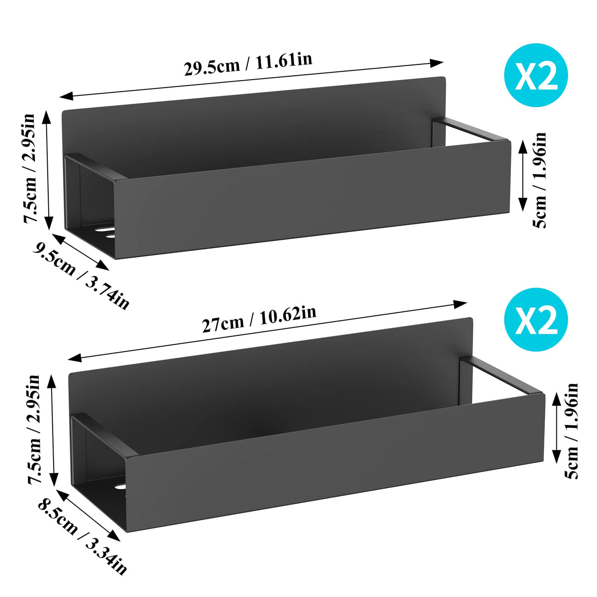 Metal 4 Pack Magnetic Spice Storage Rack Organizer for Refrigerator and Oven, Black Fridge Organizers and Storage, Metal