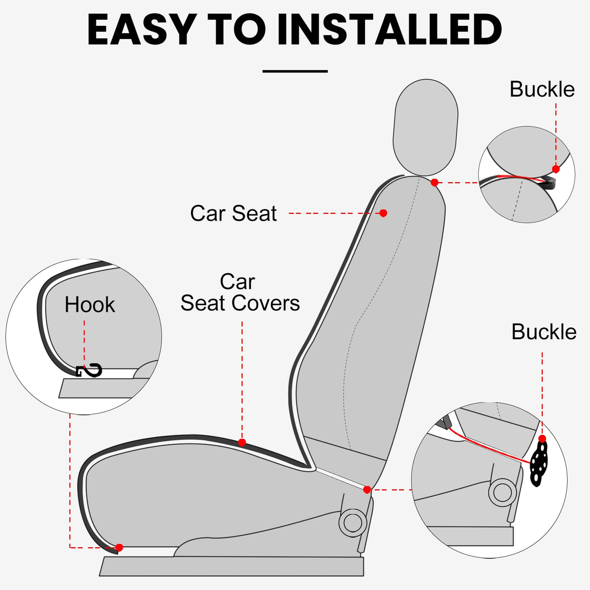 surpassme Comfortable Car Seat Covers Universal Front Seat Covers for Car Accessories, Padded Car Interior Covers for Automotive, SUV, Truck, and Van(Grey)