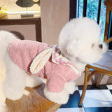 Cute Dog Hoodies Warm Cartoon Pet Clothes with Bunny Ear Winter Coat Cat Apparel Soft Knitwear Costume (XS (1.1-2.2 lbs))