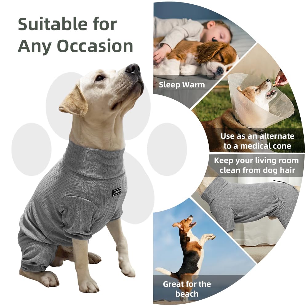 KOOGAL Dog Pyjamas PJS Sweater Clothing and Loungewear Suitable for Large to Giant Breeds of Dogs, Neutering Suits, Extra-Large Stretch Fabric, Four-Legged Dogs Clothes Pyjamas(Sweater Gray, 6XL)