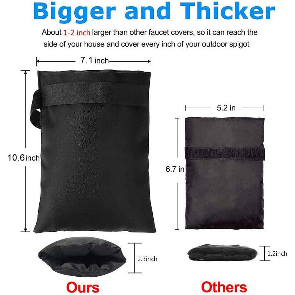 Outdoor Faucet Cover for Winter - Pro 7.1"W x 9.8"H Outdoor Water Faucet Cover Socks for Winter Freeze Protection Pipe Insulation Reusable Waterproof Insulated Spigot backflow Cover,Black (6)