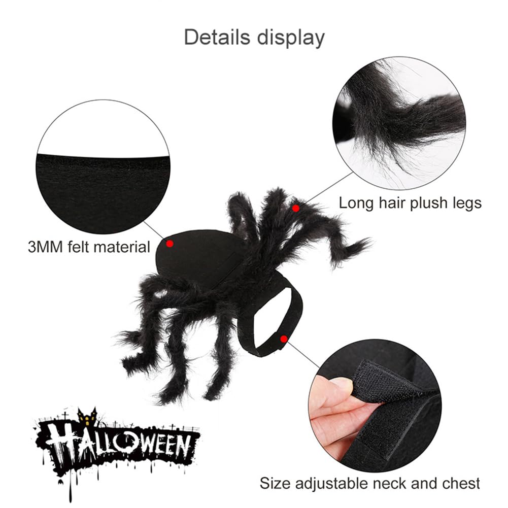 TITA-DONG Halloween Tarantula Costumes, Spider Dog Costume, Artificial Spider Legs, Plush Spider Clothes for Halloween Decorations Accessories(M)